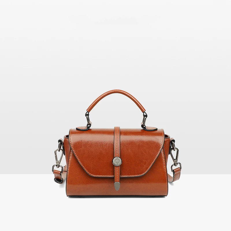 Túi đeo chéo nữ phong cách retro, thiết kế đơn giản, quai xách tay và dây đeo vai, kích thước 20×9×12 cm — màu đen