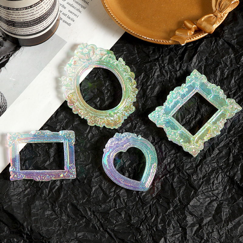 Colorful Electroplating Baroque Classical Photo Frame Resin Small Accessories Handmade DIY Cream Glue Mobile Phone Case Hairpin Jewelry