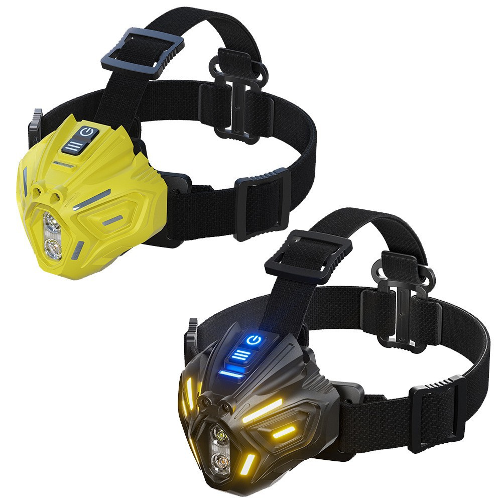 New Yellow and White Dual Light Source Led Sensor Headlamp, Outdoor Camping Atmosphere Light, Night Fishing Running Strong Light Headlamp