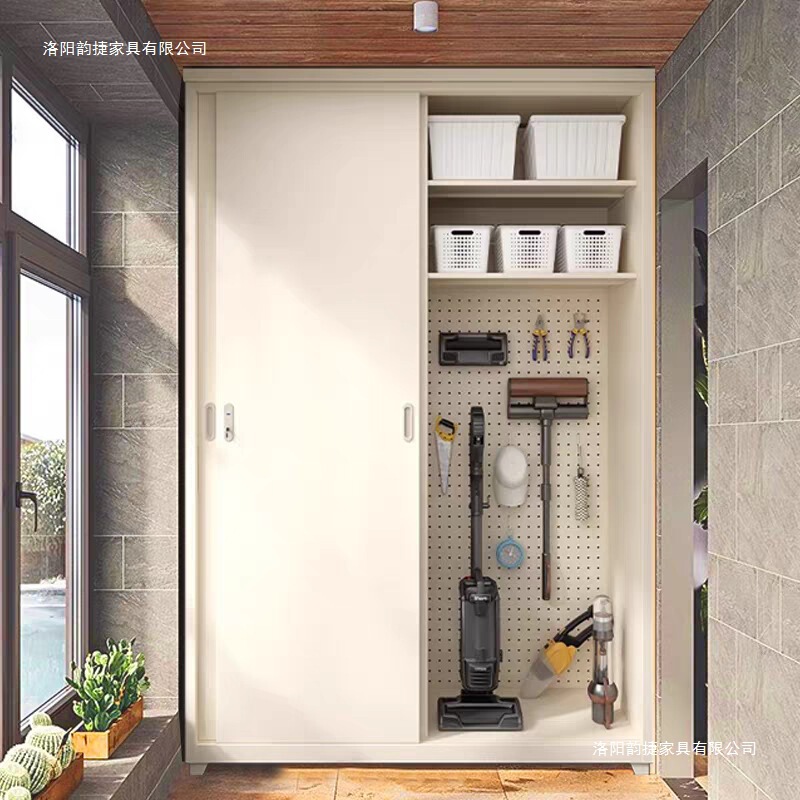 Thickened Steel Balcony Storage Cabinet, Waterproof and Sun-Proof Storage Cabinet, Outdoor Miscellaneous Items Mop Cabinet with Sliding Door Thickened Steel Balcony Storage Cabinet, Waterproof and Sun-Proof Storage Cabinet, Outdoor Miscellaneous Items Mop Cabinet with Sliding Door