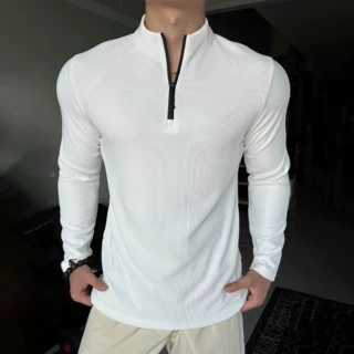 修身弹力长袖训练服休闲时尚跑步运动健身户外T恤男跨境外贸瑜伽