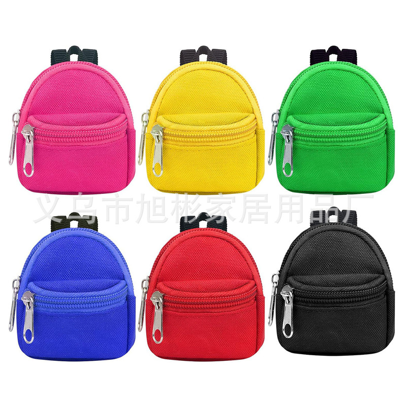 Double Shoulder Zipper Small Coin Purse Pendant Small Schoolbag Keyring Keychain Mini Small Backpack Doll Coin Purse