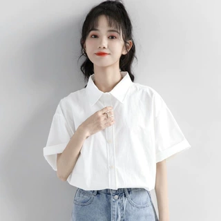 白色衬衫短袖工作服2025夏季新款上衣衬衣韩版修身职业装百搭工装