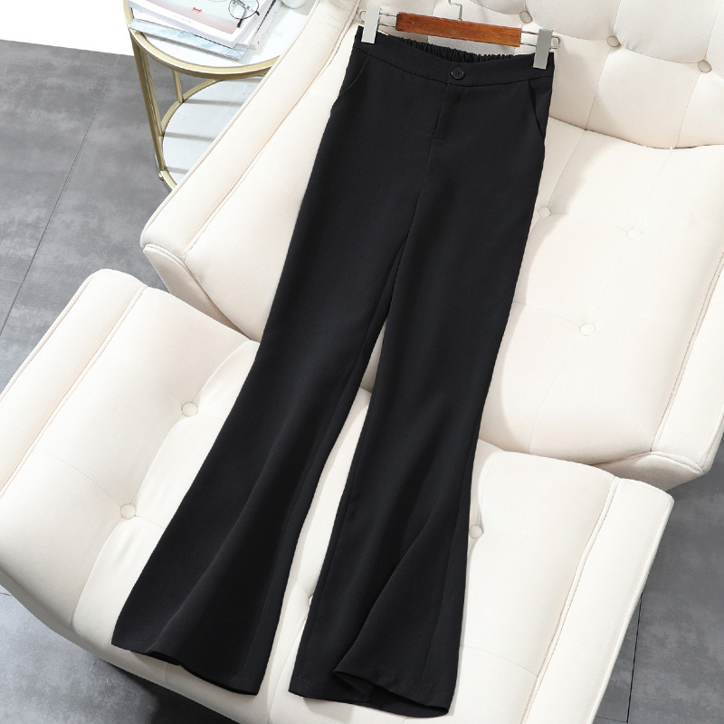 Kz07-Spring, Summer and Autumn Women's Bell-Bottom Pants, Elegant and Professional Women's Slimming Loose Pants