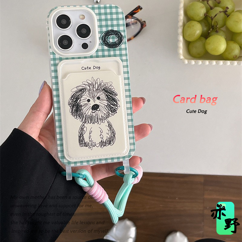 Cartoon Graffiti Scribbled Puppy Card Bag for iPhone16 Phone Case 15ProMax Apple 14 Protective Case 13 Cartoon Graffiti Scribbled Puppy Card Bag for iPhone16 Phone Case 15ProMax Apple 14 Protective Case 13