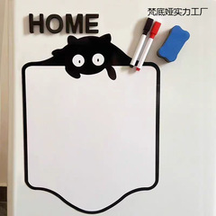 冷蔵庫用マグネット メッセージボード 高見えホワイトボード 消せる多機能メモ 磁気黒板 黒猫 かわいいメモ