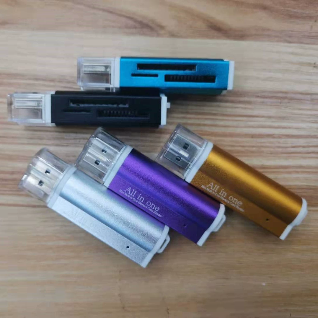 Siheyi USB2.0 card reader TF/MS/SD/M2 four-slot aluminum alloy lighter type memory card