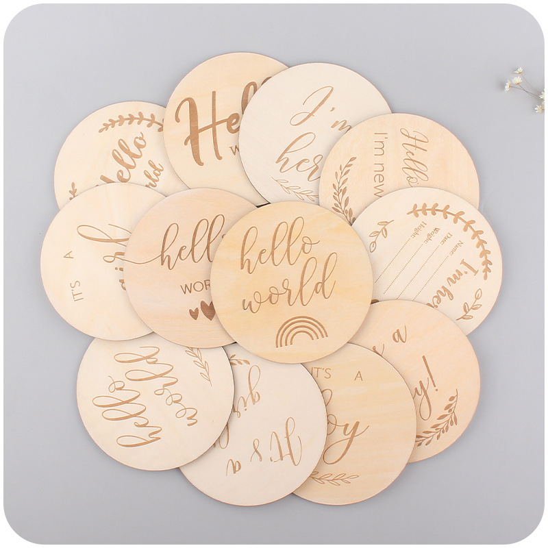 Patrón de madera infantil hito tarjeta artesanal mordedor recién nacido tiro apoyos accesorios recuerdo