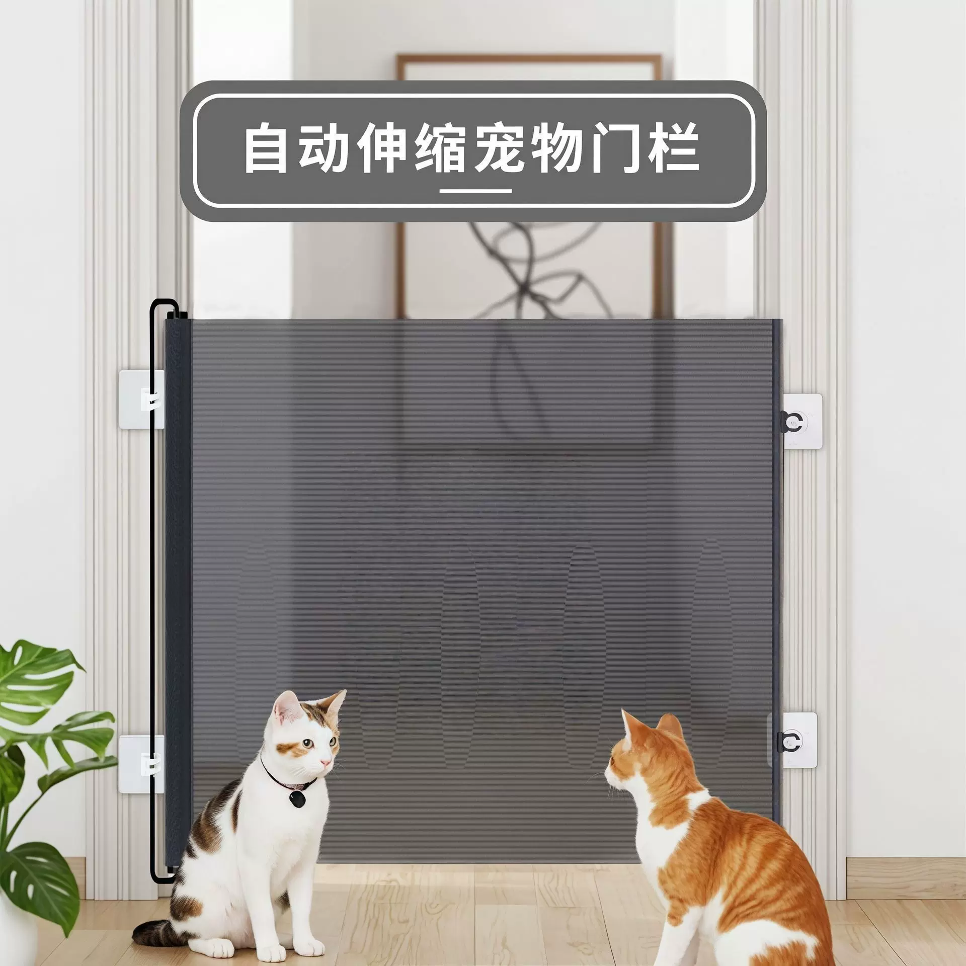 防猫跑出门栏伸缩宠物围栏防跳隔断栅栏门猫门出入门拦猫挡板