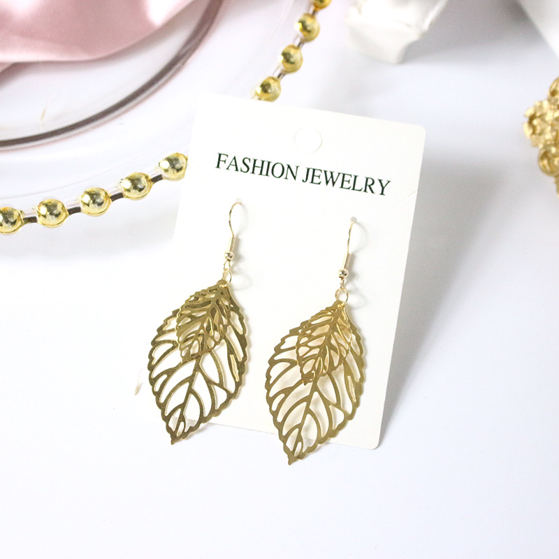 1 Pair Fashion Leaf Metal Plating Women's Drop Earrings display picture 6