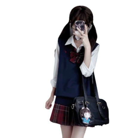 JK 멀티 컬러 풀오버 조끼 니트웨어 일본 스타일 대학 스타일 세트 유니폼 가을과 겨울 작은