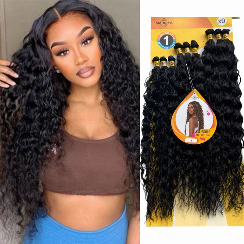 Cross-Border Wig Bundles 9X Large Wave Curly Hair African Foreign Trade Synthetic Fiber Hair Extensions Easy to Manage Tangle-Free Wigs Wholesale Cross-Border Wig Bundles 9X Large Wave Curly Hair African Foreign Trade Synthetic Fiber Hair Extensions Easy to Manage Tangle-Free Wigs Wholesale
