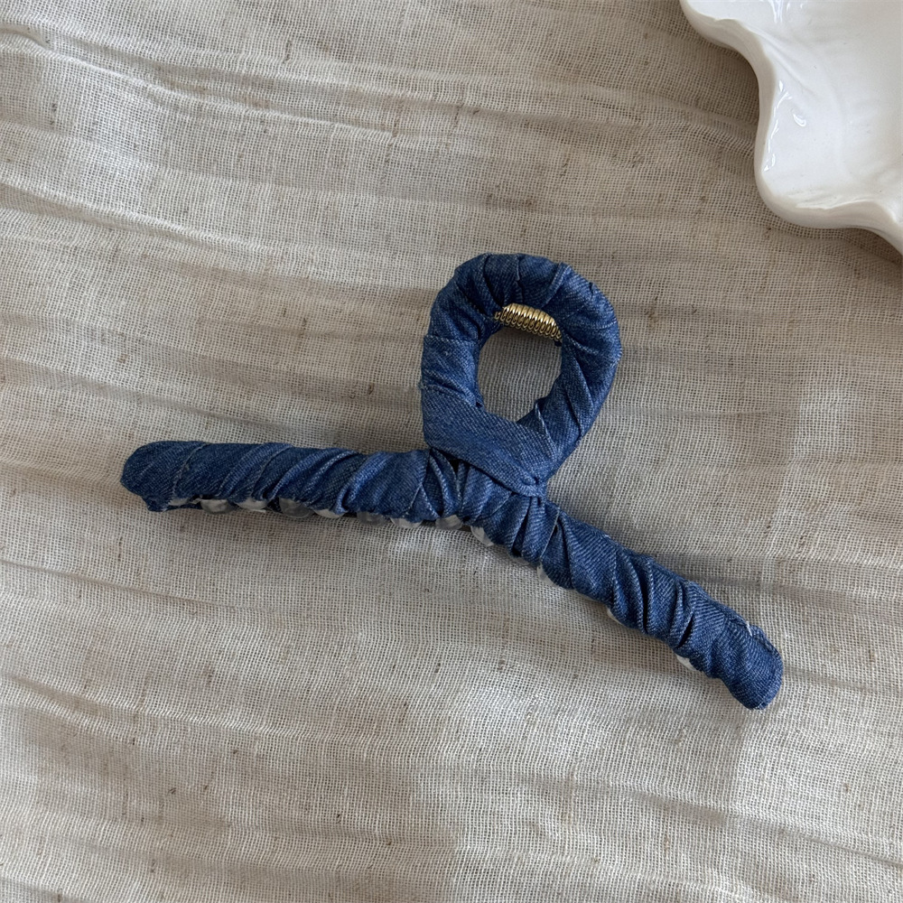 Pinza per capelli in denim alla moda fermaglio shark clip_voghion.com