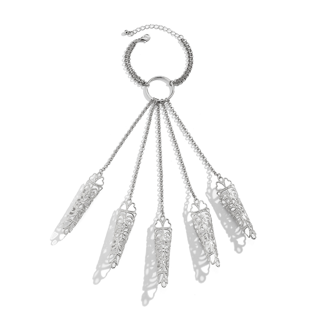 Bracelet chaîne à griffes de doigt Punk, anneaux de pointe d'ongle, motif creux, griffes de doigt de reine ancienne pour femmes et filles, Halloween Cosplay_voghion.com