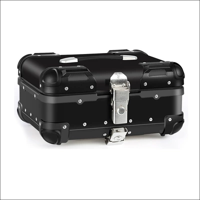 Wholesale Black 22L Rounded Corner Box Motorcycle Electric Vehicle Aluminum Alloy Tail Box Universal Rear Tail Box (Motorcycle trunk) - black-rounded-corners-22l