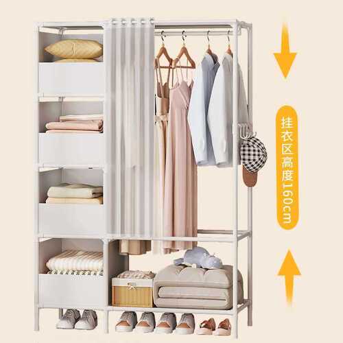 Simple Wardrobe Fabric Home Use Minimalist Modern Bedroom Dustproof Economical Wardrobe Storage Multifunctional Hanger Rental