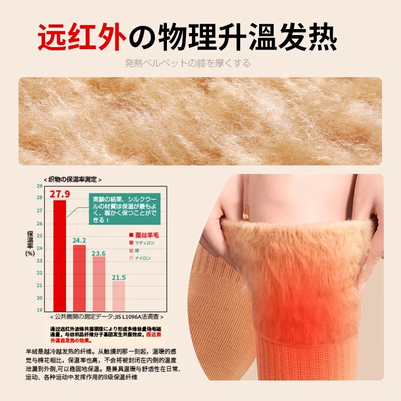 シルクカシミヤ膝当て 女性用シルク膝当て ウール男性用秋冬高齢者用膝当て 6時間保温|undefined
