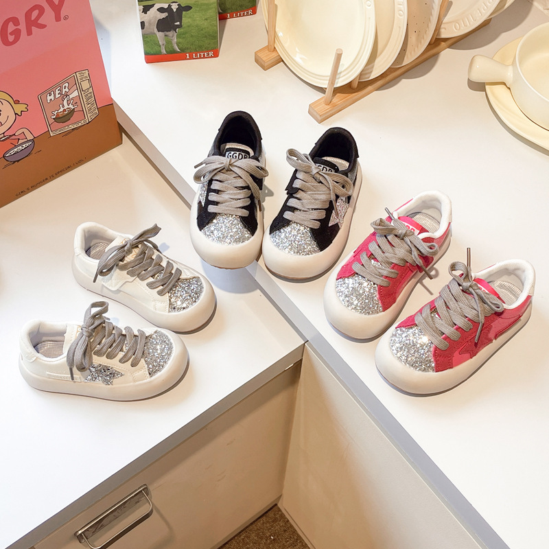 Girls' board shoes sequins stars low-top board shoes 2024 spring and autumn new casual boys versatile fashion sneaker tide