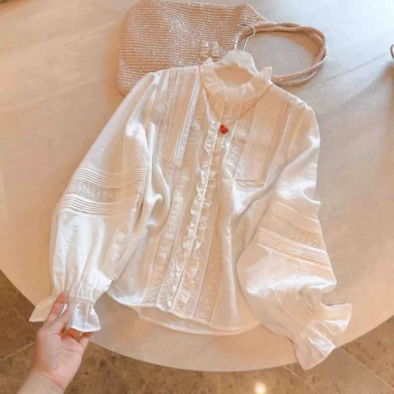 New Chinese-style, national-style, wholesale from Nanyou, palace-style lace, mulberry silk and modal blend, early autumn shirt, versatile