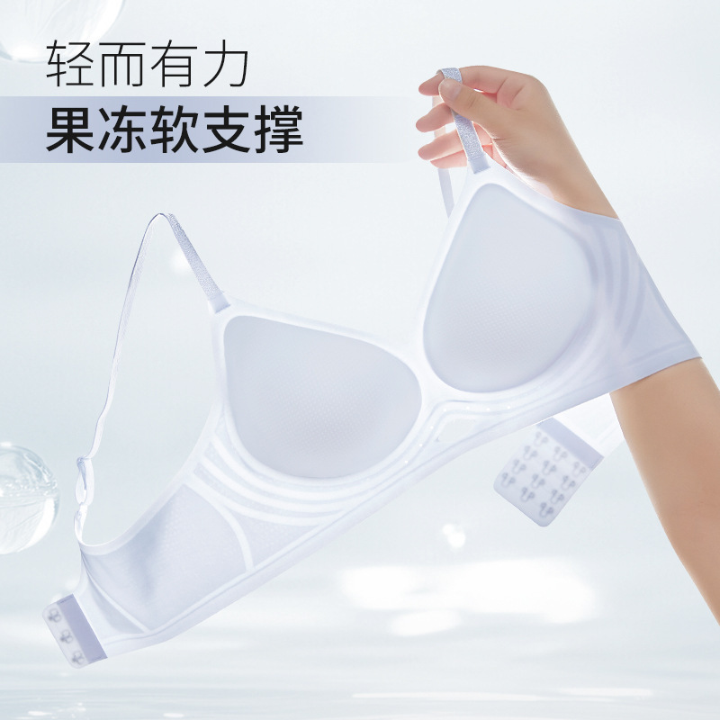 夏クール超薄型シームレスアイスシルク女性の下着リフティングソフトサポート通気性プッシュアップ女の子ノンワイヤーブラジャー|undefined