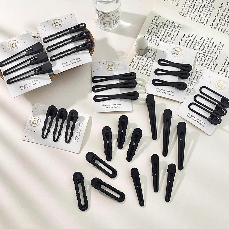 2025 nuevo estilo horquilla negra para mujer, cabello roto en la frente, clip de pico de pato lateral, clip para accesorios para el cabello para adultos, clip simple de una palabra