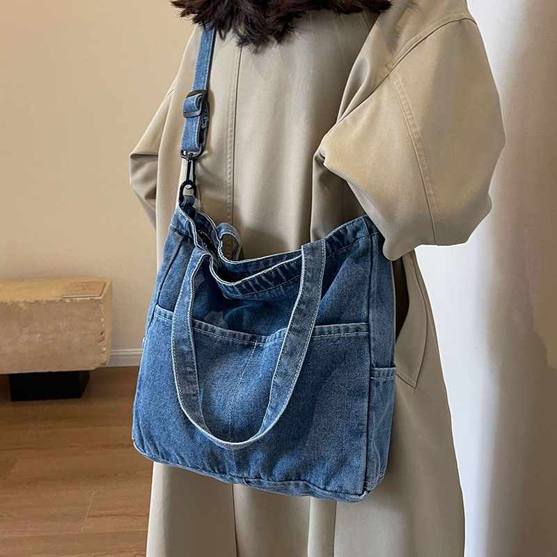 Bolso bandolera de lona de mezclilla Bolso bandolera de mujer Bolso de compras de gran capacidad Bolso Tote Bolso de ocio japonés y coreano al por mayor