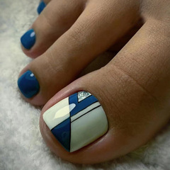 Simple and Fresh Sea Blue Irregular Collection Striped Wearable Nail Stylers Nail Art Stickers for Feet