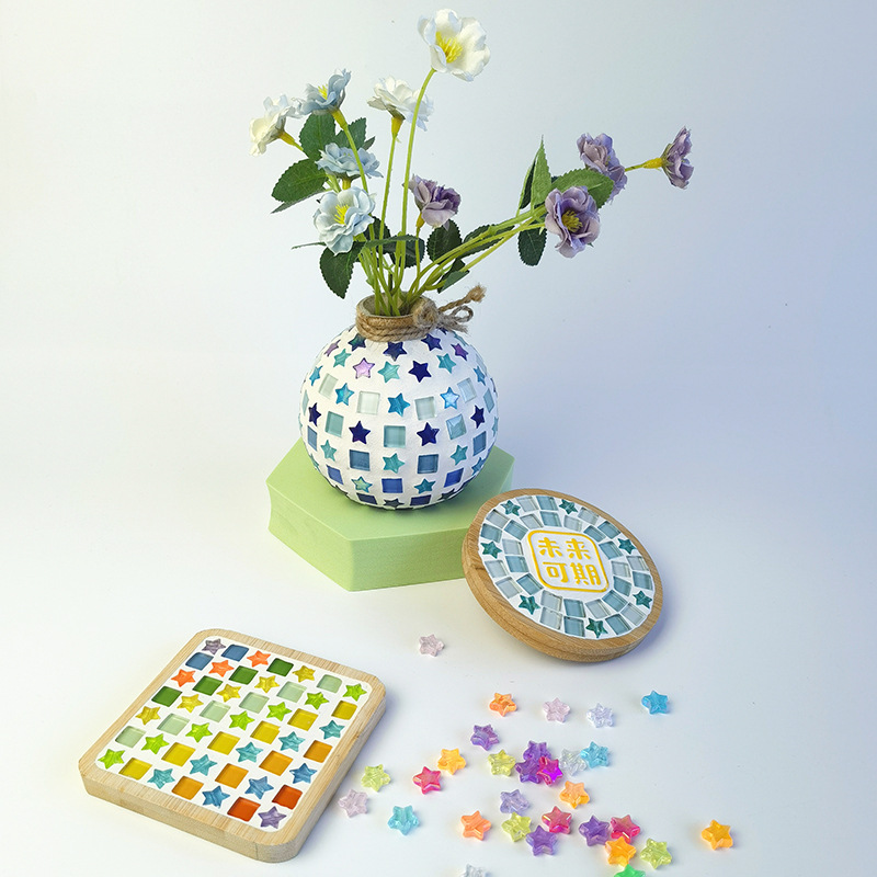 Five-pointed star mosaic handmade diy materials square beads beads small mini mosaic acrylic glass