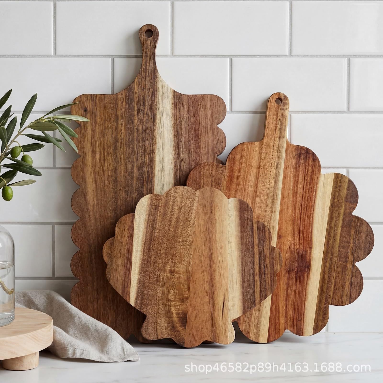 Tablero de corte de madera de acacia transfronterizo tabla de cortar de madera Hotel cocina tabla de cortar de madera Placa de pan queso filete pizza bandeja image 6