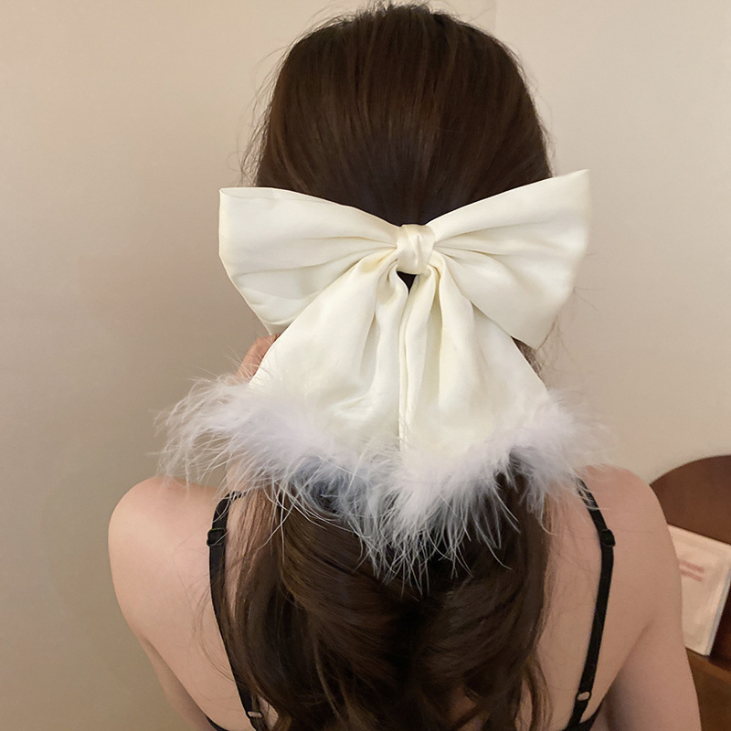 امرأة أسلوب بسيط عقدة القوس سبيكة قماش ريشة مشبك شعر display picture 19