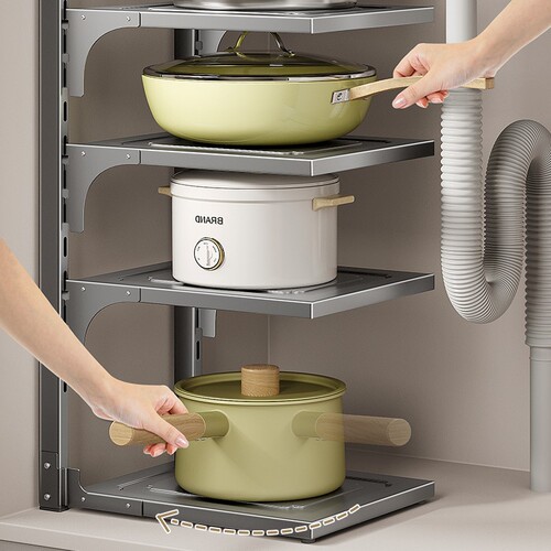 Kitchen multi-layer storage rack household multi-function cabinet under sink pot stove layered pot rack storage rack