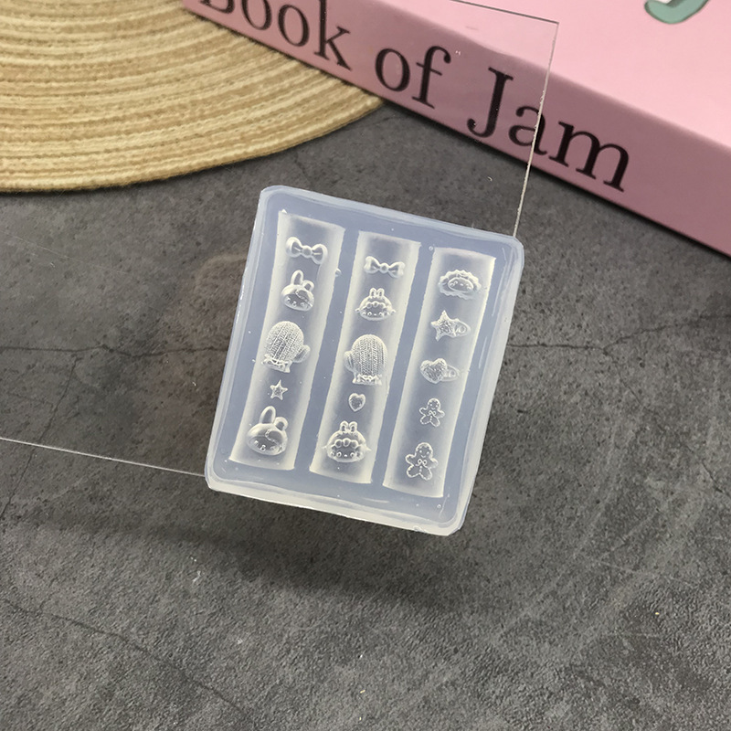 跨境批发蝴蝶结硅胶美甲模具立体链条串珠浮雕花纹穿戴甲装饰工具|undefined