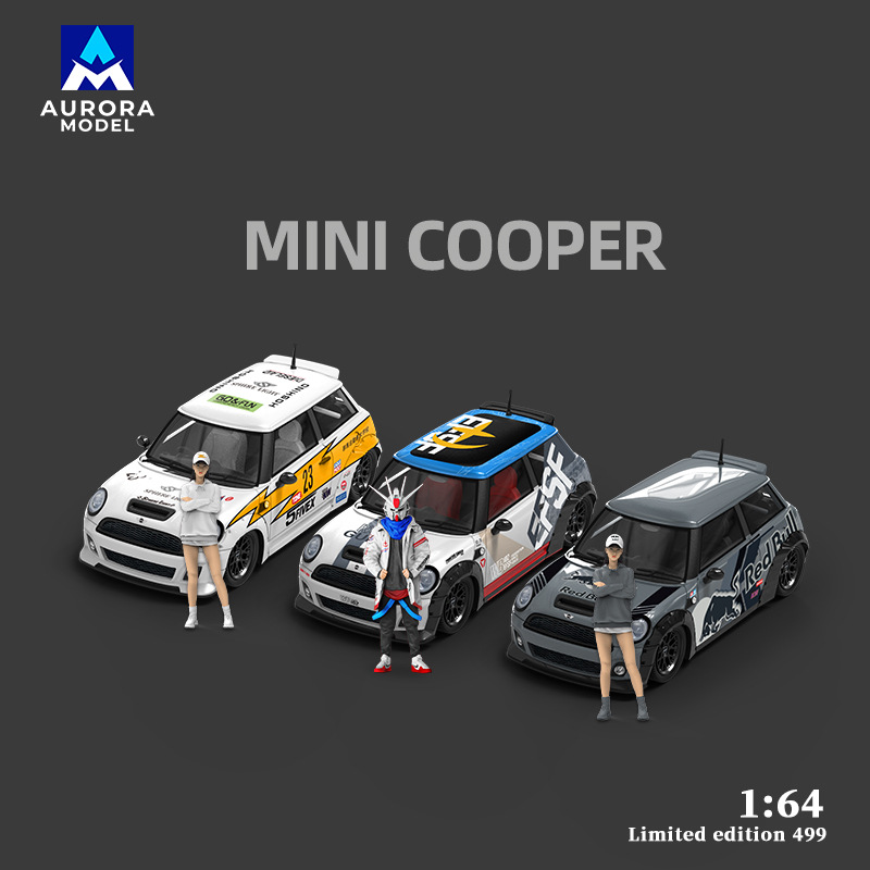 도매-AM 1:64 BMW 미니 쿠퍼 번개 레드 불 건담 시뮬레이션 합금 자동차 모델