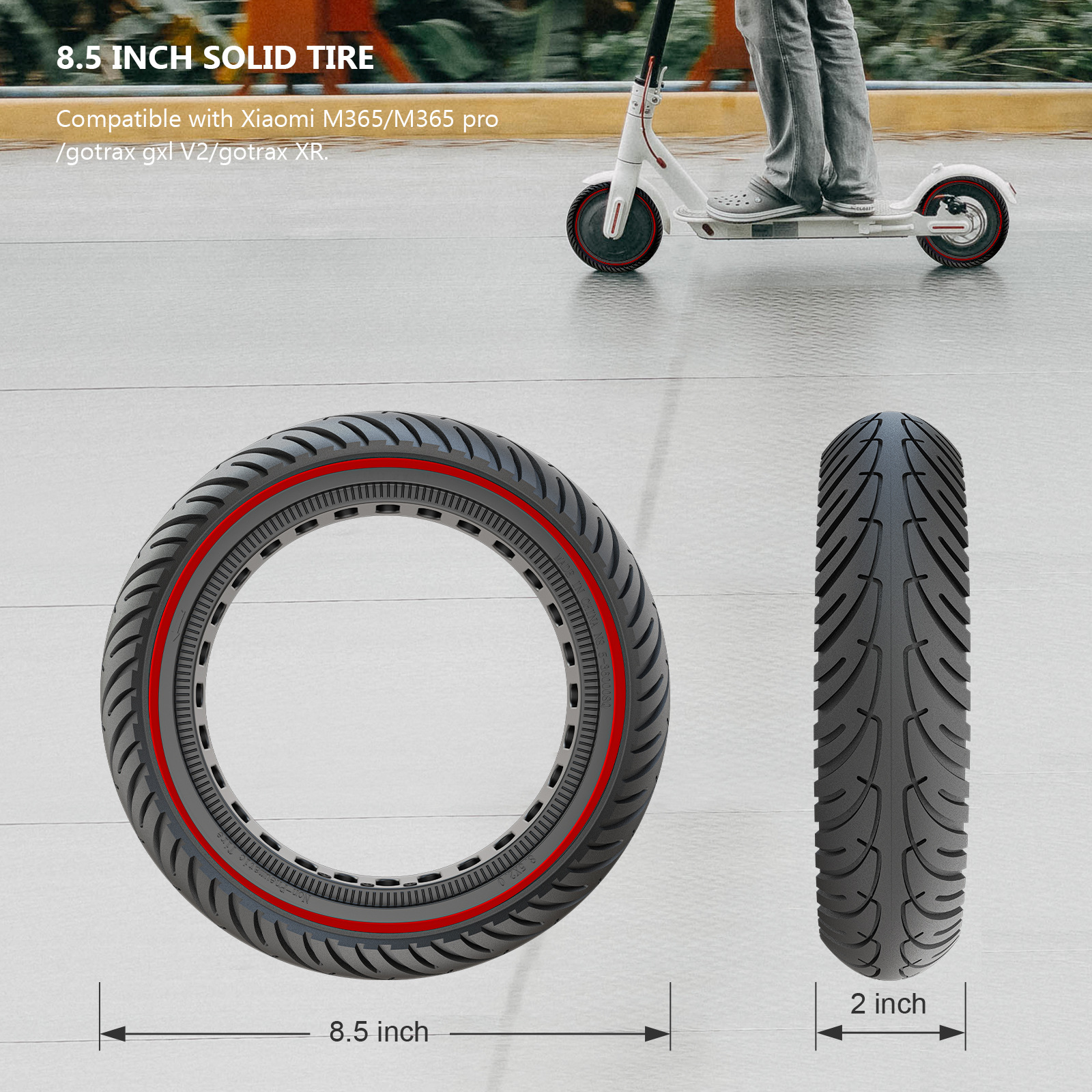 Xiaomi Electric Scooter tire 8.5 inch solid tire wear-resistant shock-absorbing honeycomb tire Xiaomi scooter solid tire