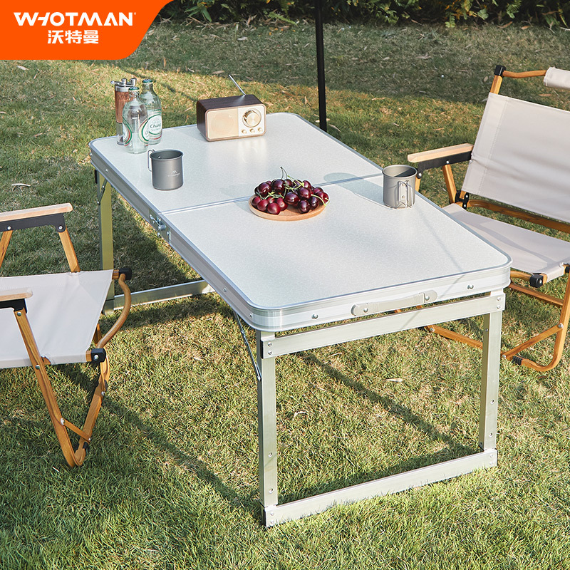 Wolman Aluminum Alloy Foldableing Table Outdoor Foldableing Table and Chairs Portable Table Barbecue Picnic Table Square Tube Table Exhibition Table