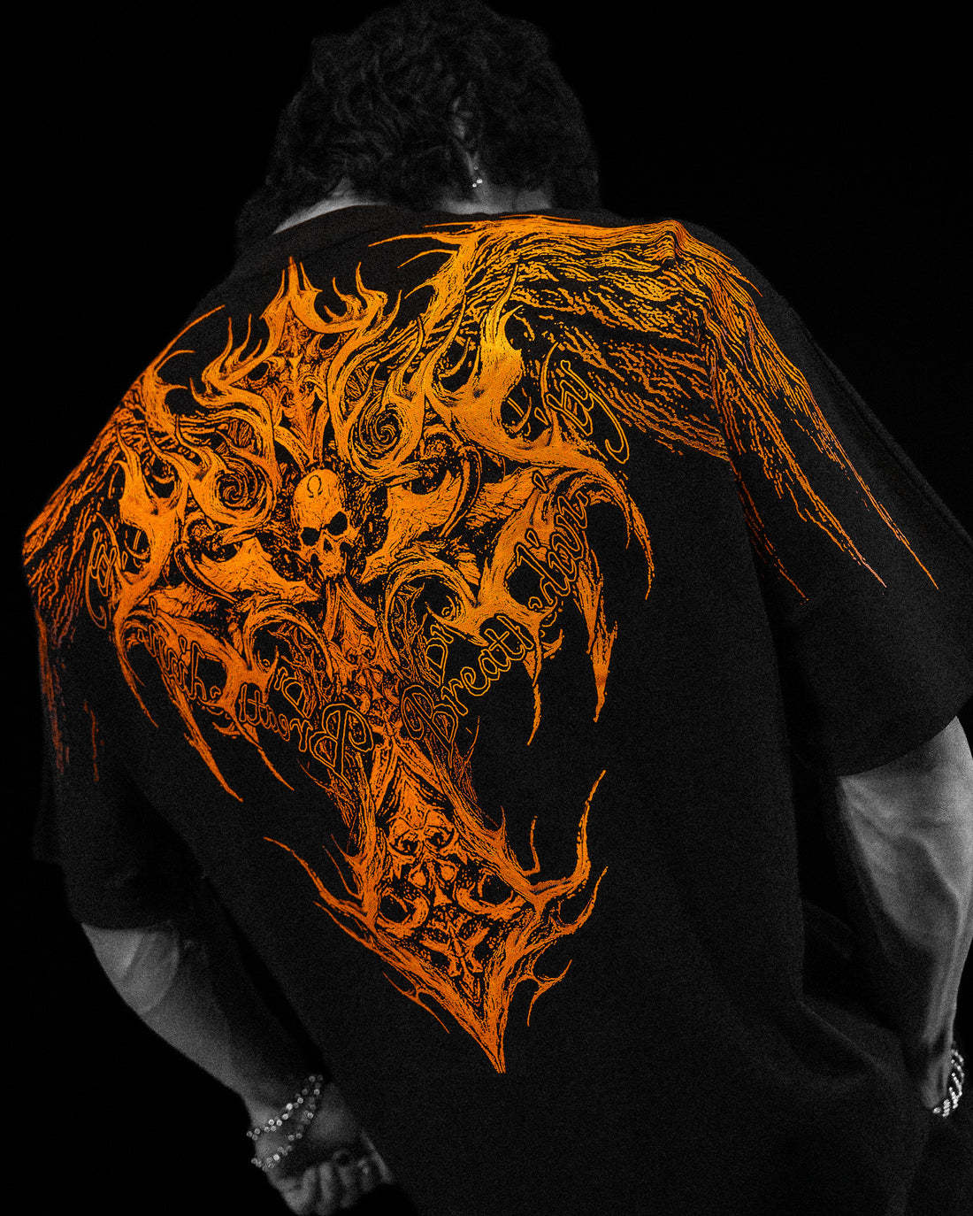 Breathedivinity's New Dark Gothic Dragon Style Loose-fit Plus-size Pure Cotton Men's Short-sleeve T-shirt 008_viptrois.com