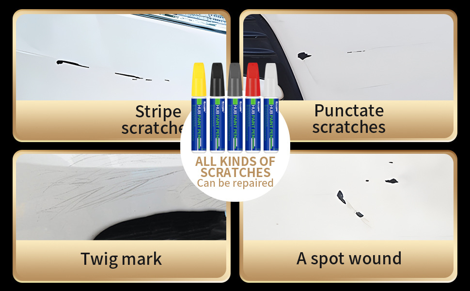 Cross-Border E-Commerce Car Paint Touch-Up Pen, Paint Scratch Repair Pen, Pearl White and Black Scratch Repair Tool