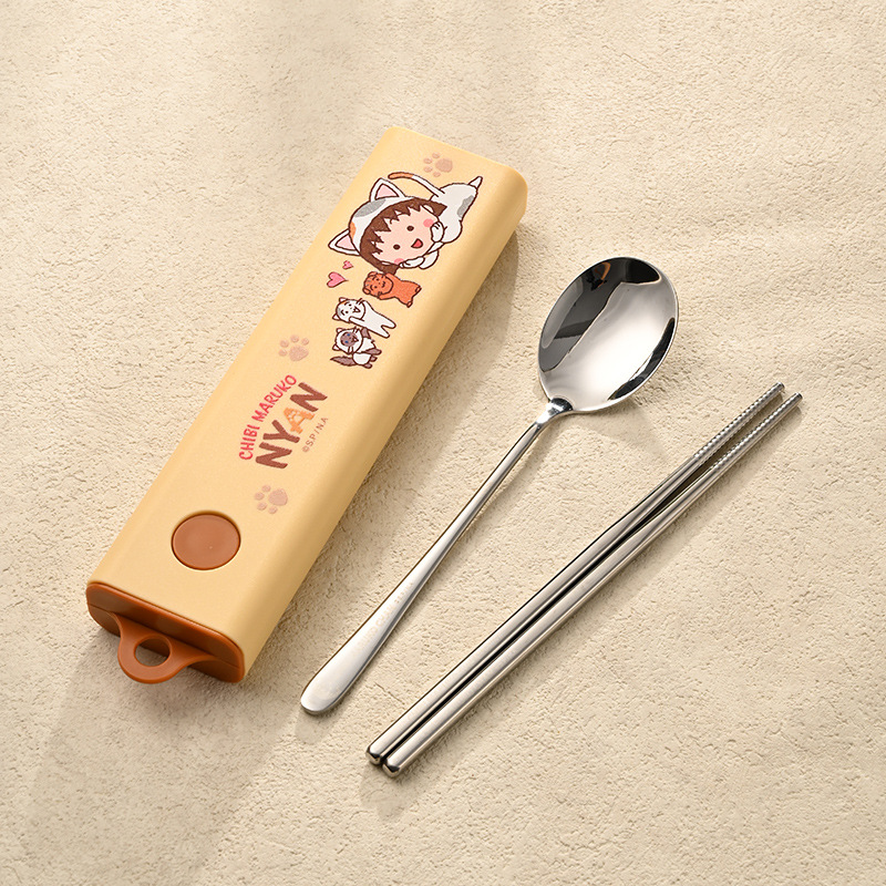 노란색 [치비 마루코짱] 숟가락 + 젓가락