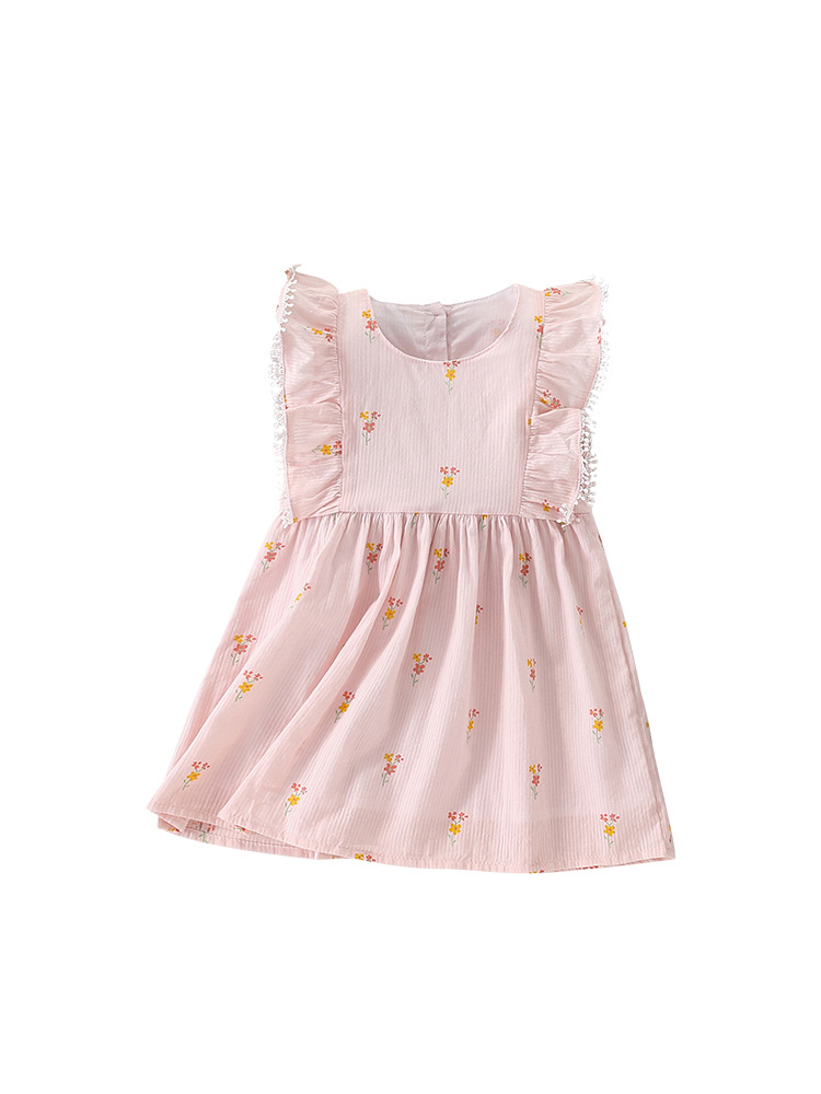 Malwee niñas vestido de princesa de verano nuevo estilo europeo y americano para niños pequeños vestidos de niños de cuello redondo