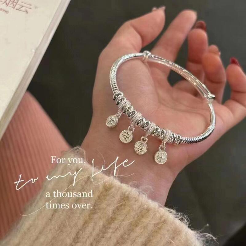 Ping An Joy Bracelet Women's New Guofeng Chinese Style Bracelet Push-Pull Fashion Young Niche Design Bracelet Gift Ping An Joy Bracelet Women's New Guofeng Chinese Style Bracelet Push-Pull Fashion Young Niche Design Bracelet Gift