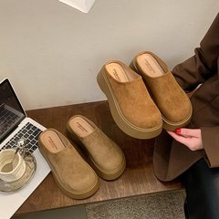 女性が外で履くためのスリッポン ビルケンシュトック スリッパ、つま先がついたハーフスリッパ、2025年春夏新作、レトロな厚底ビルケンシュトック シューズ