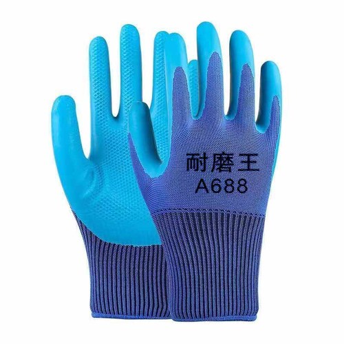 Slip-resistant, wear-resistant latex gloves with physical embossed nylon and breathable construction work labor gloves with elastic wrist cuffs safety gloves