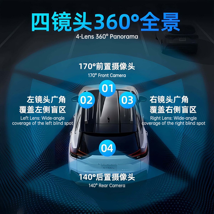 2026 New Model Four-Channel Dashcam 5K Ultra-Clear Voice-Controlled Wifi Panoramic Reversing Image Sentry Mode Wide-Angle