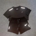 Reflective Hook Short Sleeve+Shorts Black Set