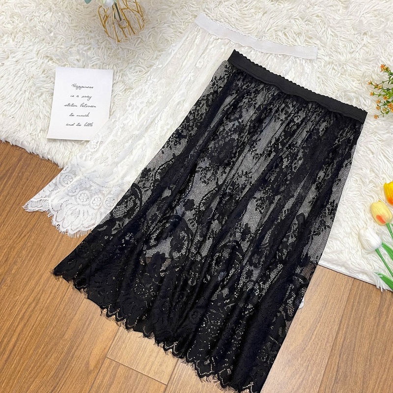 新しいメッシュインナーガーゼスカート、レーススカート、女性用スカート、秋の白いチャイナドレスライニングスカートを重ね着|undefined