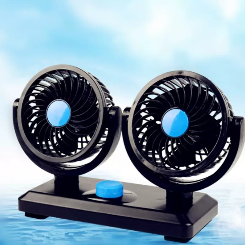 车载风扇12V 24V通用汽车用小电风扇大货车双头摇头USB风扇