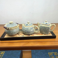 汝窯青花心經茶壺家用泡茶陶瓷西施壺功夫茶具中式茶水分離沏茶壺