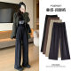 Narrow Wide Leg Pants Women's 2025 New Spring and Autumn Lazy Style Slimming Casual European Cotton Velvet High Waist Straight Pants