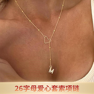 2024 Cross-border Niche Design 26 Letters Love Lasso Necklace Stainless Steel Ladies Exquisite All-match Collarbone Chain