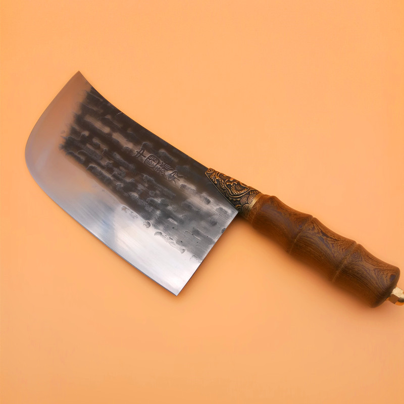 Longquan kitchen knife handmade forging boutique kitchen knife stainless steel slicing knife round head special offer factory straight hammer pattern household kitchen knife